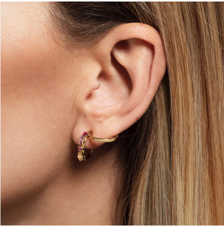 Boucle d'oreille cristaux nudes et amethyst Austin