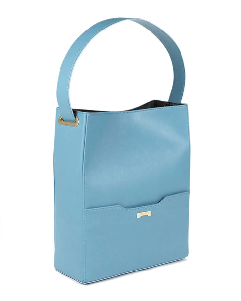 Sac Bucket en Cuir Vegan Jenah St. - Grand Modèle - Bleu Clair