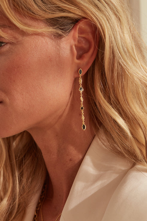 Boucles d'oreilles Macha Onyx Texturé