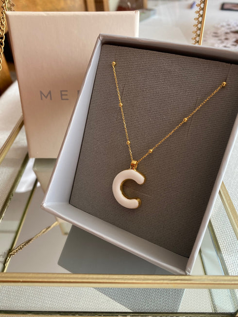 Collier initiale C - Say my Name Blanc