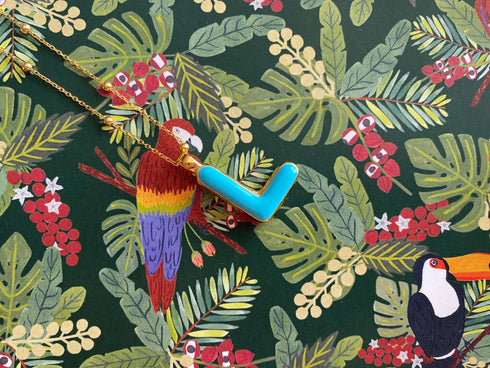 Collier initiale L - Say my Name Bleu Néon