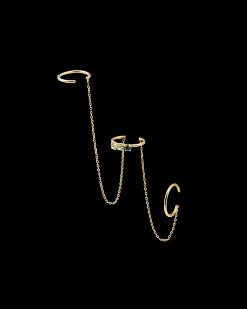 Chaîne d'oreille avec bague d'oreille vert Jude