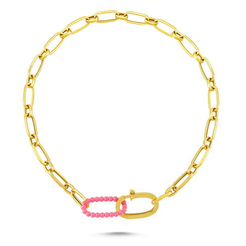 Collier Lock Me Up Rose Néon