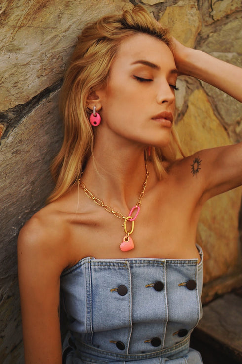 Boucles d'oreilles What About Me Grand ModÚle Jaune Néon