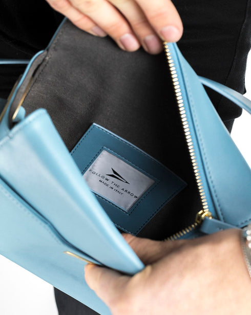 Sac Bandoulière en Cuir Vegan Bleu Clair