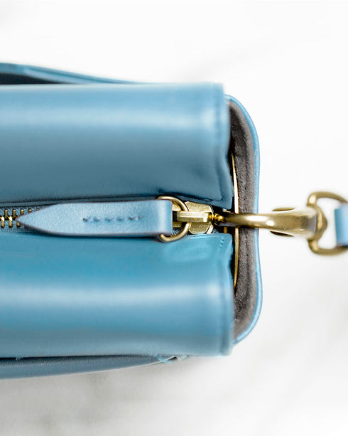 Sac Bandoulière en Cuir Vegan Bleu Clair