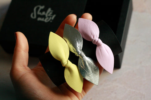 Trio élastiques cheveux bijoux Shatz Me - Rose poudré, Argenté, Jaune de Naples