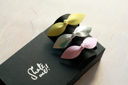 Trio élastiques cheveux bijoux Shatz Me - Rose poudré, Argenté, Jaune de Naples