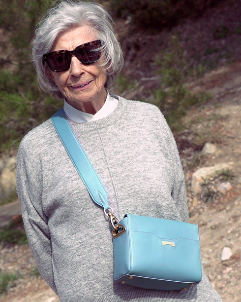 Sac Bandoulière en Cuir Vegan Bleu Clair