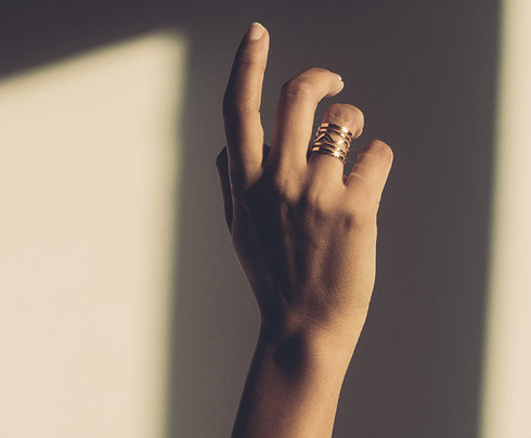 Bague Volga, dorée et ajustable