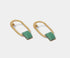Boucles d'oreilles Mikado, dorées et cabochon vert