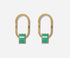 Boucles d'oreilles Mikado, dorées et cabochon vert