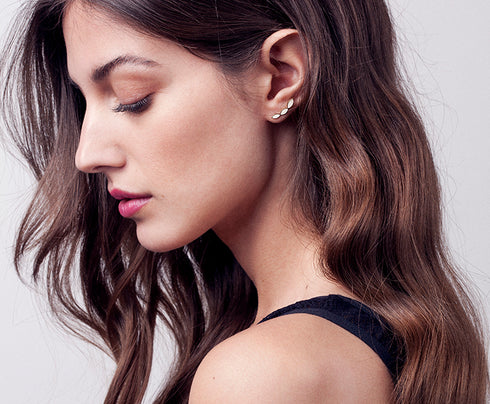 Boucles d'oreilles dorées Brook Blanches