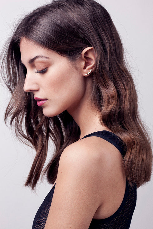 Boucles d'oreilles dorées Brook Blanches