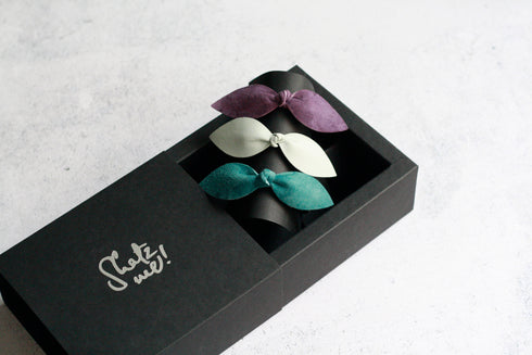 Trio élastiques cheveux bijoux Shatz Me - Vert Velours, Gris Clair, Violet Velours