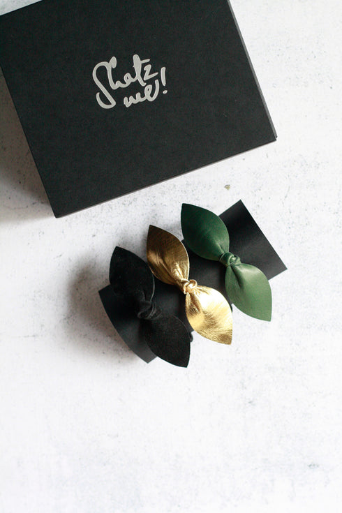 Trio élastiques cheveux bijoux Shatz Me - Vert Olive, Doré, Noir Velours