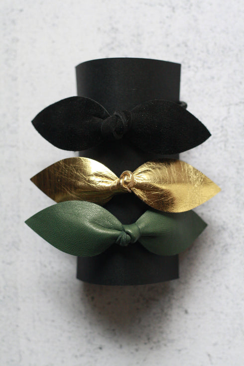 Trio élastiques cheveux bijoux Shatz Me - Vert Olive, Doré, Noir Velours