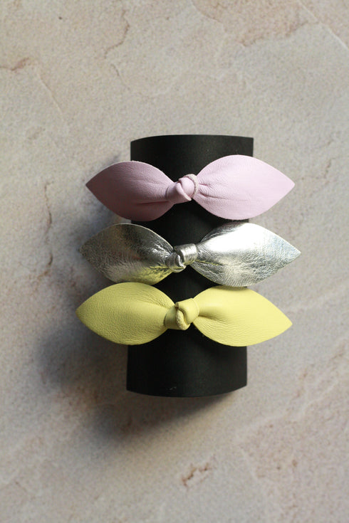 Trio élastiques cheveux bijoux Shatz Me - Rose poudré, Argenté, Jaune de Naples